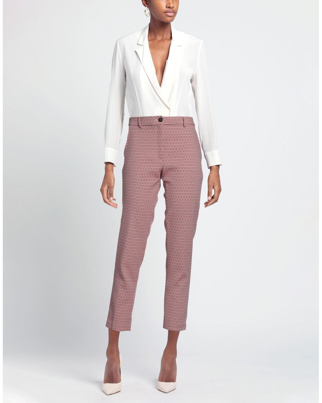 SEVENTY VENEZIA Red Pants Cotton, Polyester, Elastane