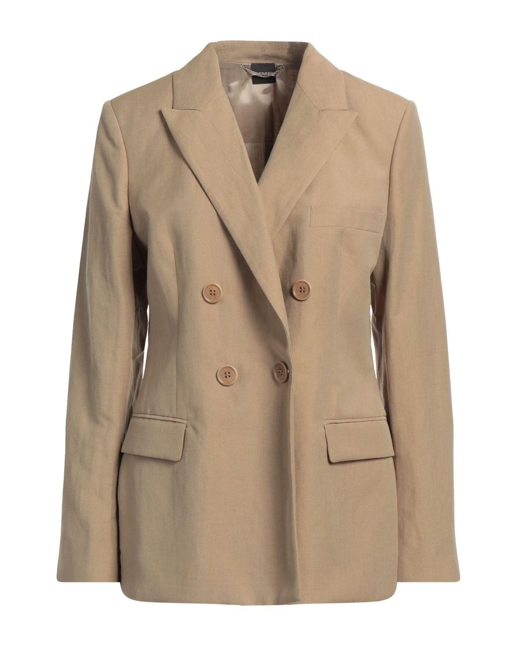 Aspesi Brown Khaki Blazer Linen, Polyester, Wool