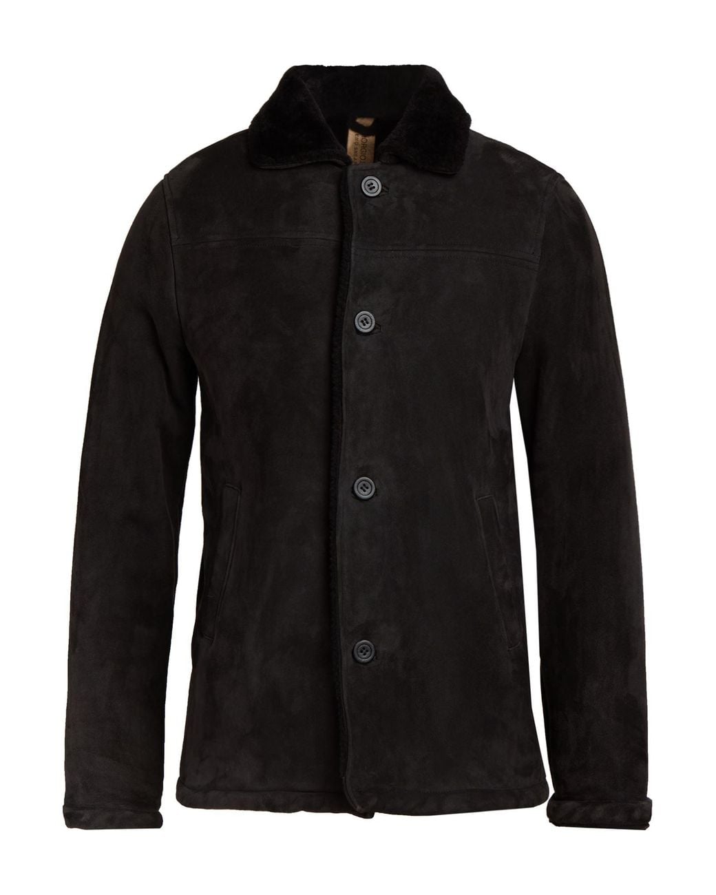 Giorgio Brato Black Charcoal Coat Shearling for men