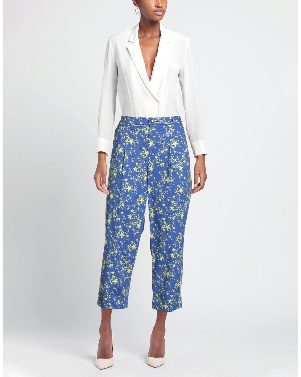 I LOVE MP Blue Pants Cotton, Polyamide, Elastane