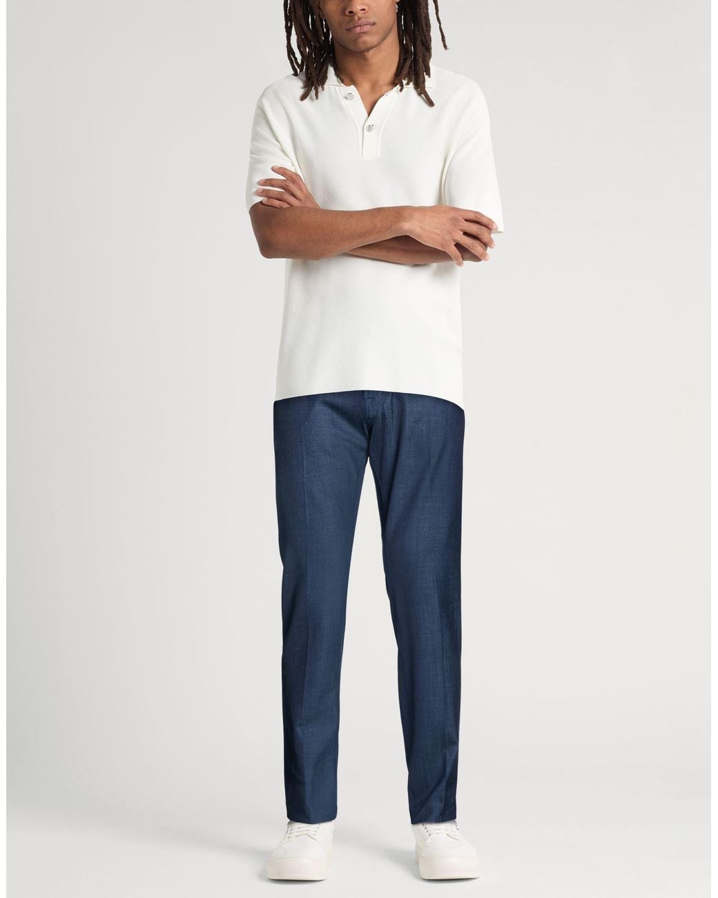 Jacob Cohen Blue Pants Wool, Silk, Linen, Elastane for men