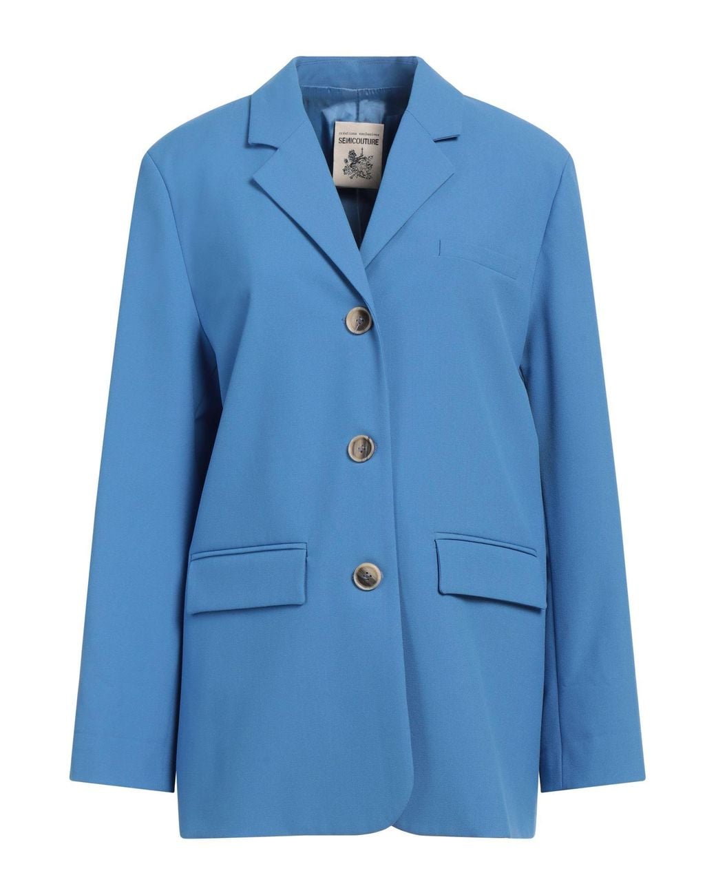 Semicouture Blue Blazer Polyester, Viscose, Elastane