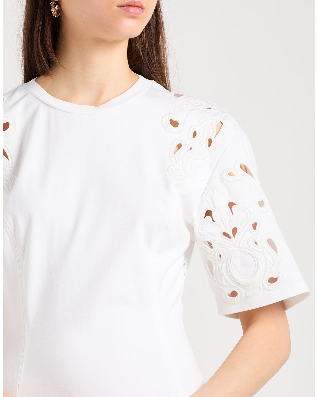 Dondup White Mini Dress Viscose, Polyamide, Elastane