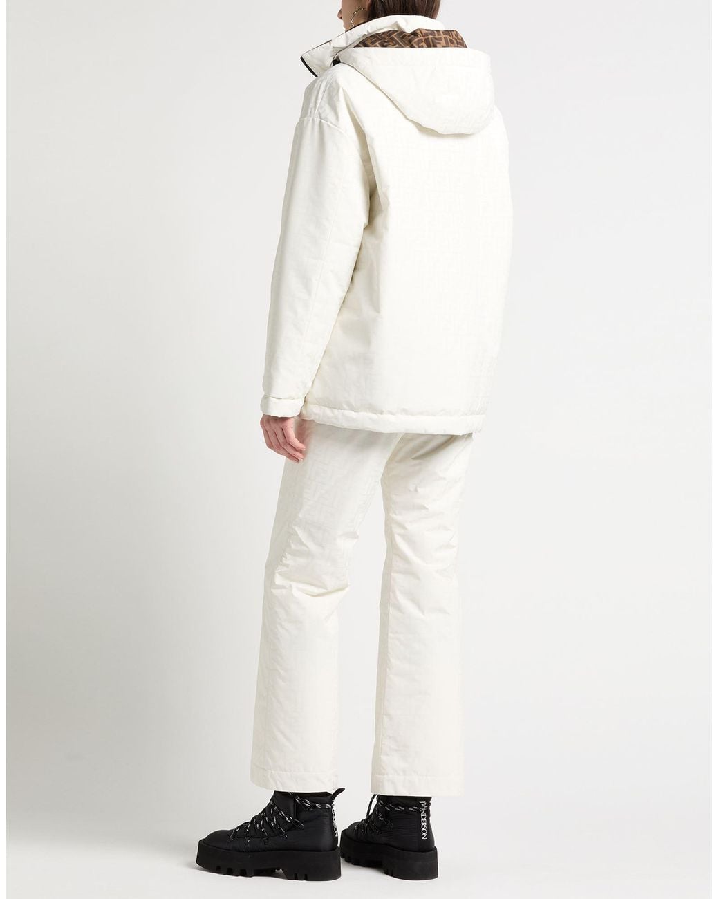 Fendi White Puffer Polyester, Polyurethane Resin