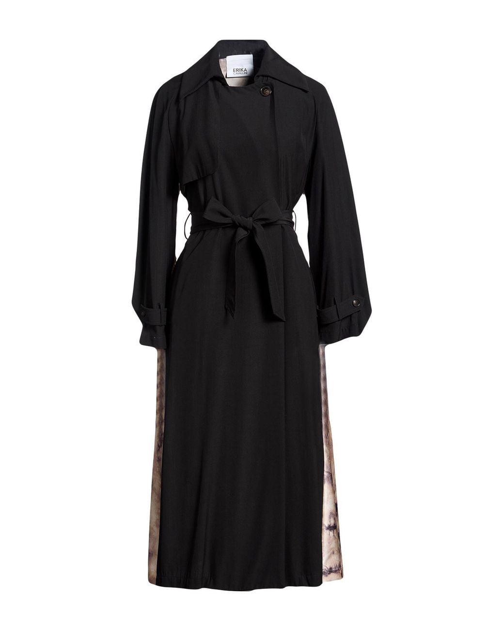 Erika Cavallini Semi Couture Black Overcoat & Trench Coat Virgin Wool, Viscose