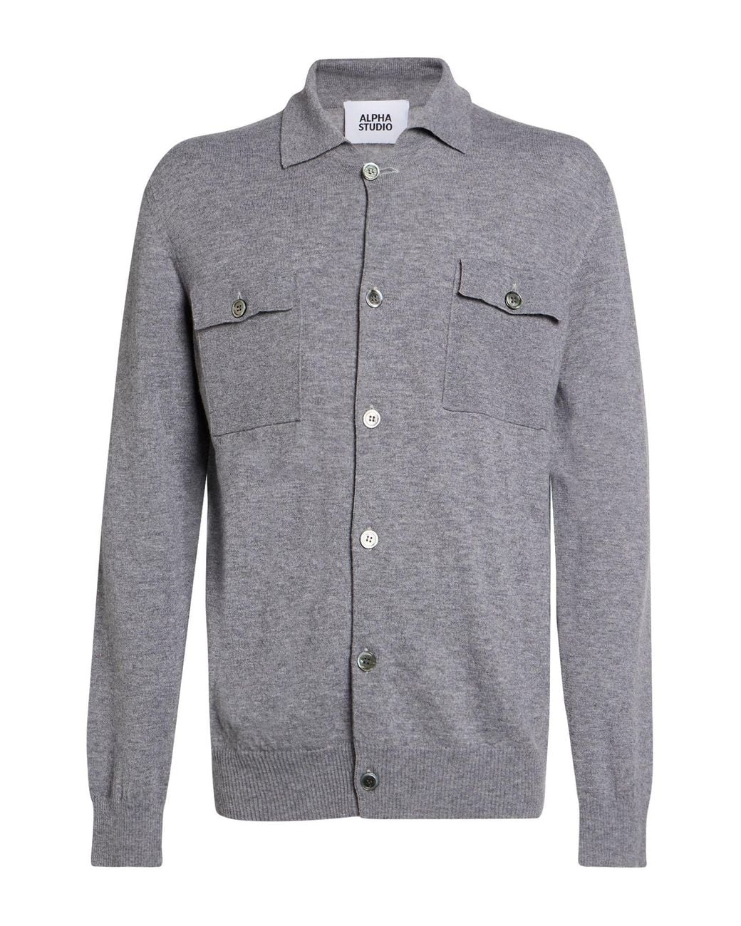 Alpha Studio Gray Cardigan Wool for men