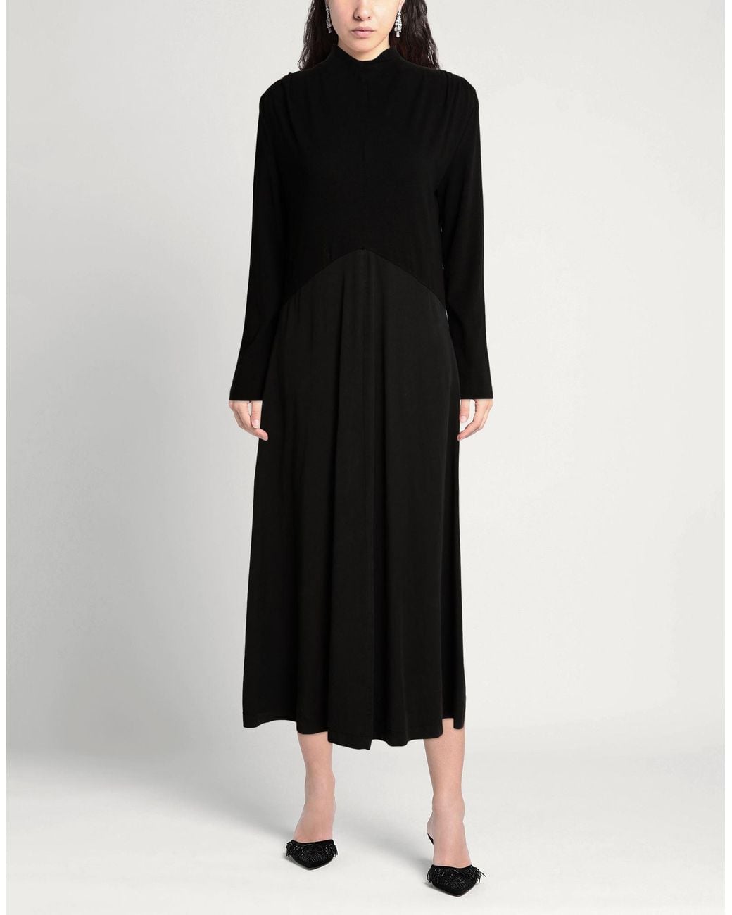 European Culture Black Maxi Dress Lyocell, Cotton, Elastane