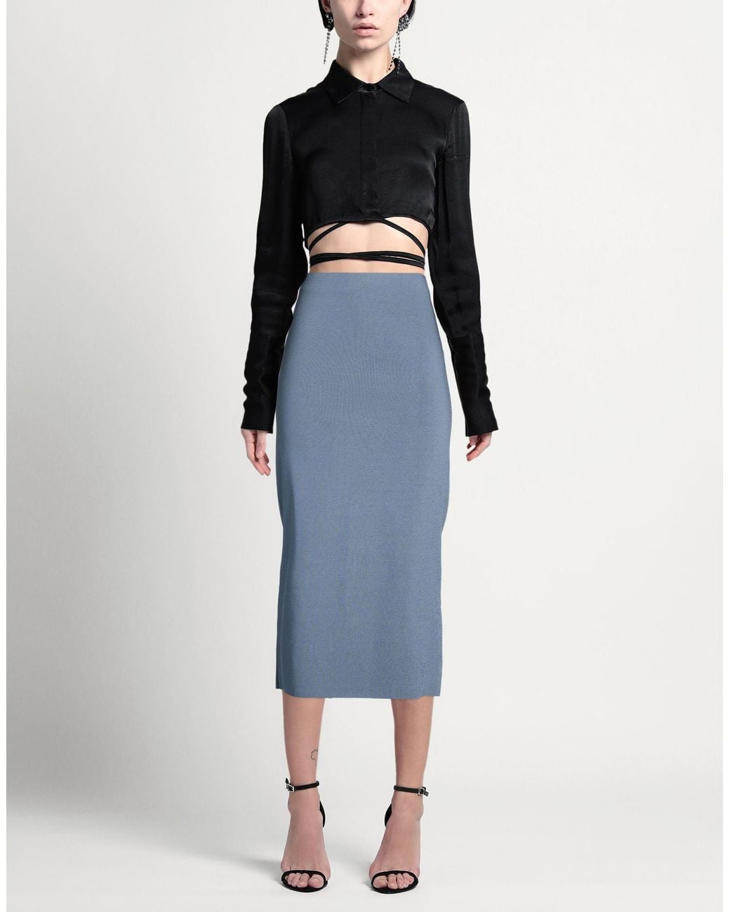 Fabiana Filippi Blue Midi Skirt Viscose, Polyester