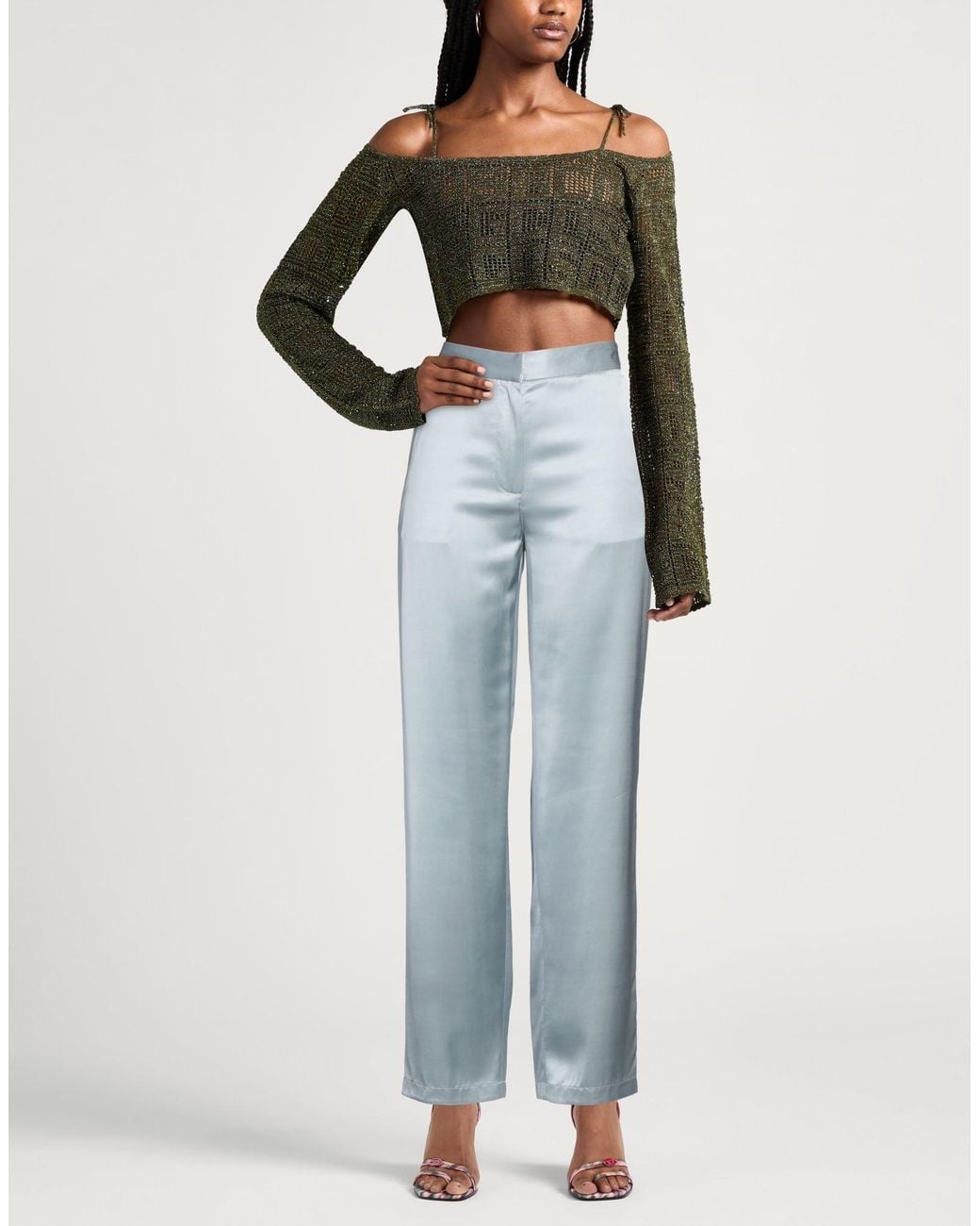 Gcds Blue Pants Viscose