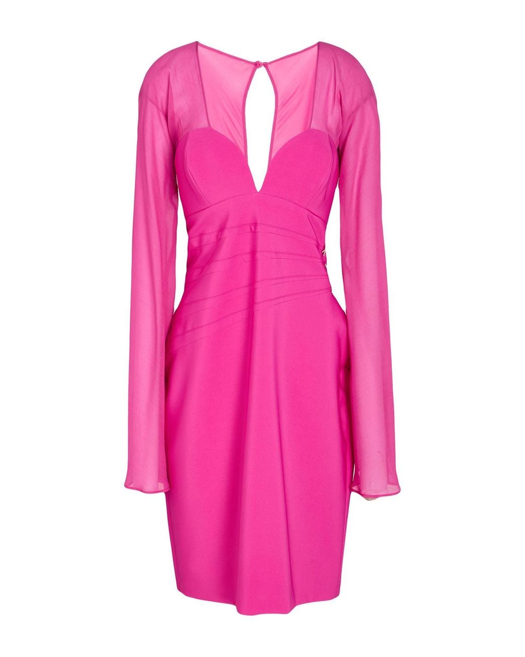 Genny Pink Midi Dress Polyester, Elastane, Silk