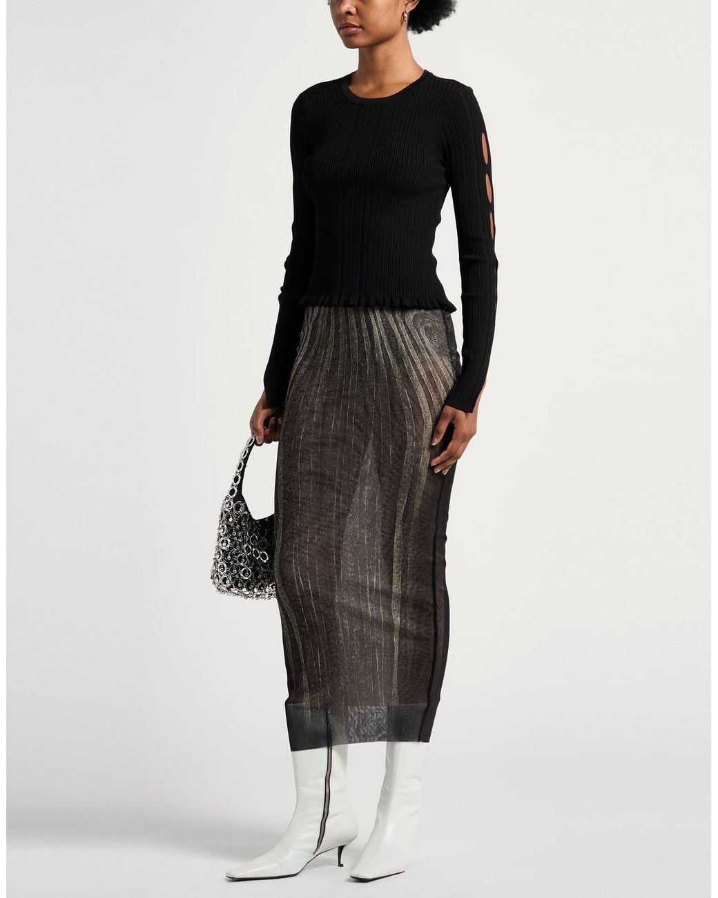 Jean Paul Gaultier Gray Maxi Skirt Polyamide