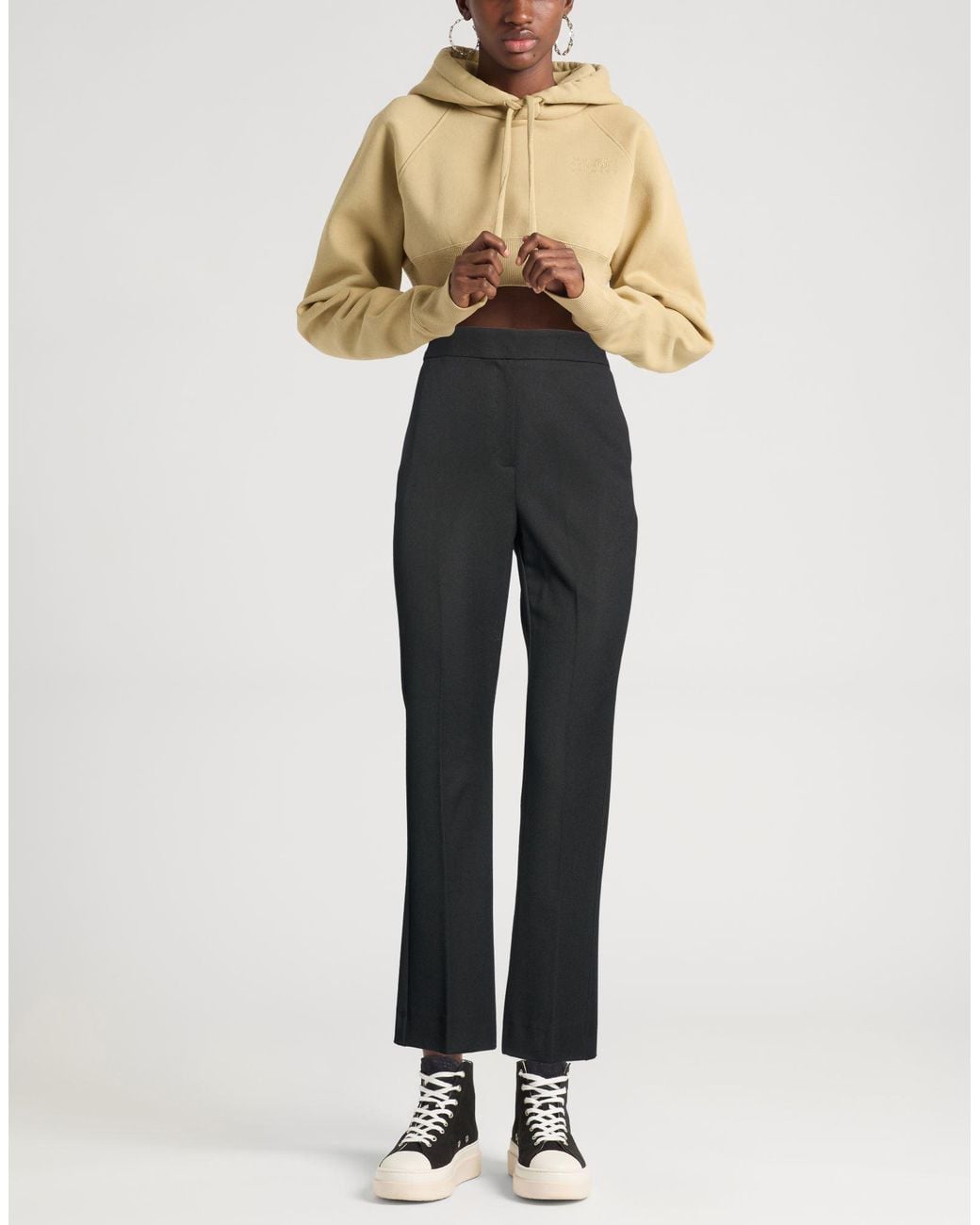 iBlues Gray Pants Polyester, Viscose, Elastane