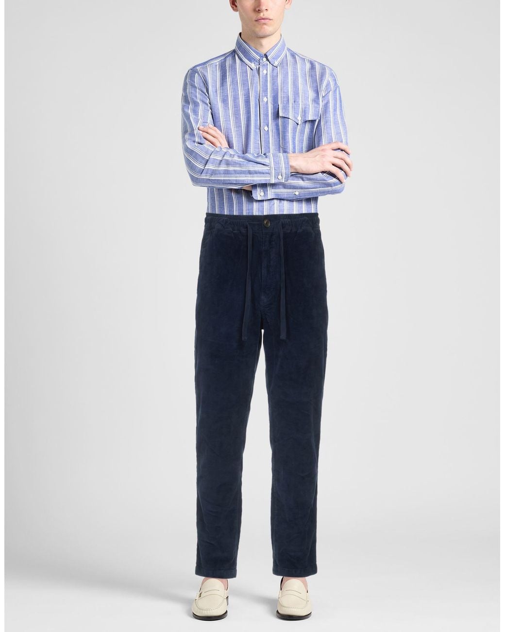 Crossley Blue Pants Cotton, Elastane for men