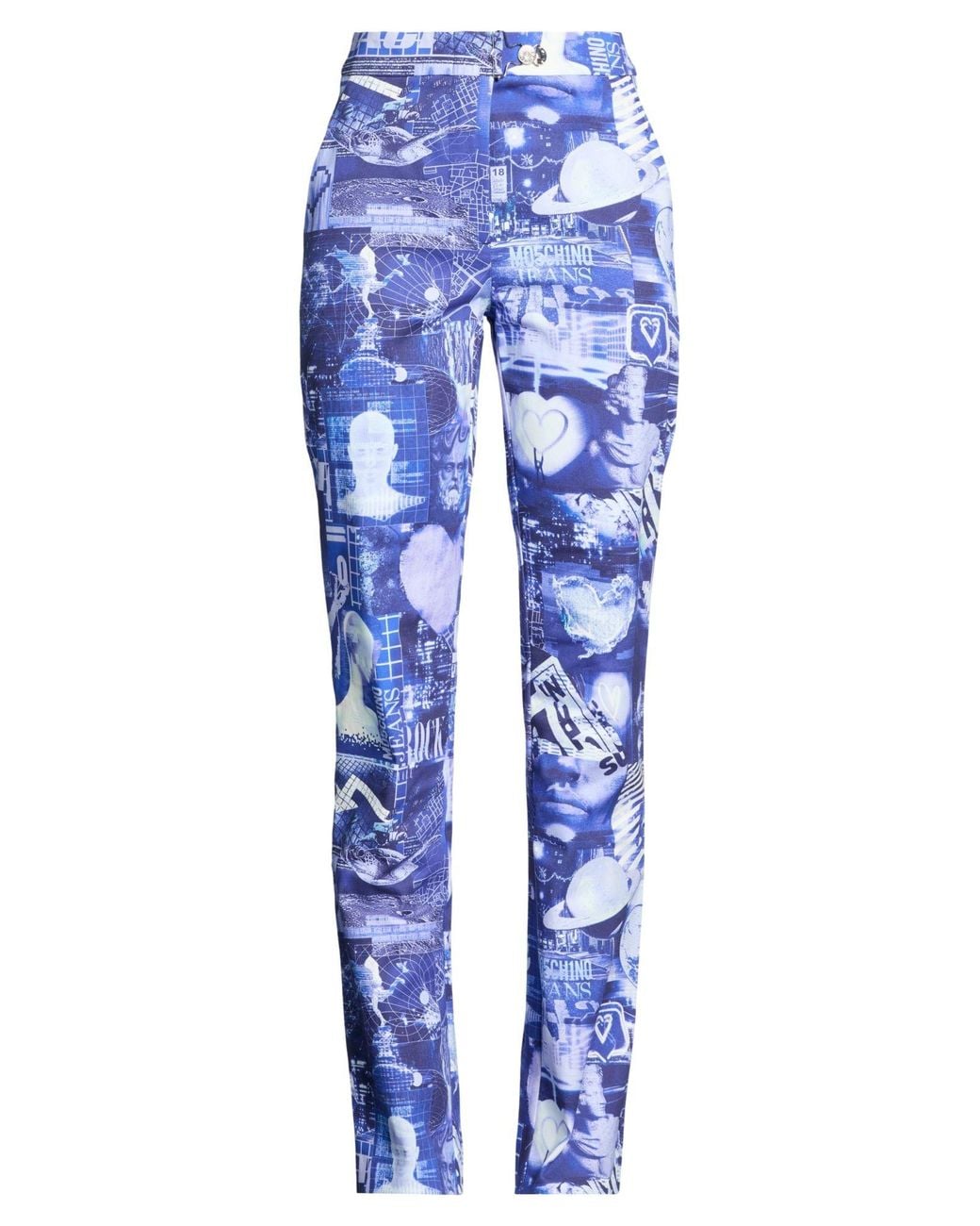 Moschino Blue Bright Pants Cotton, Elastane
