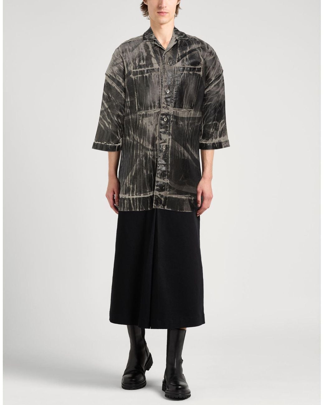 Rick Owens Gray Denim Shirt Cotton for men