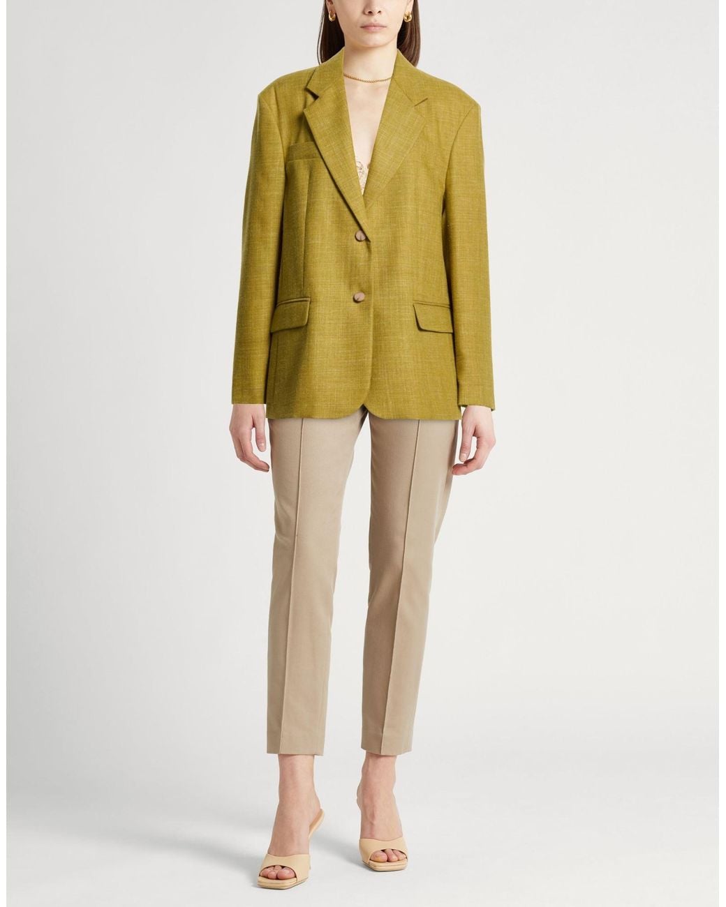 Alysi Green Chocolat Mustard Blazer Wool, Polyester, Linen