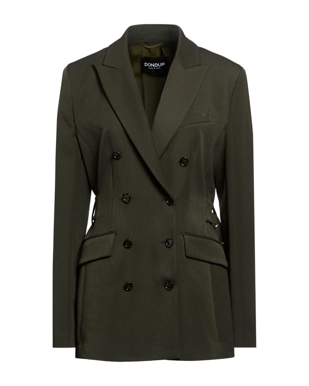 Dondup Green Military Blazer Polyester, Viscose, Elastane