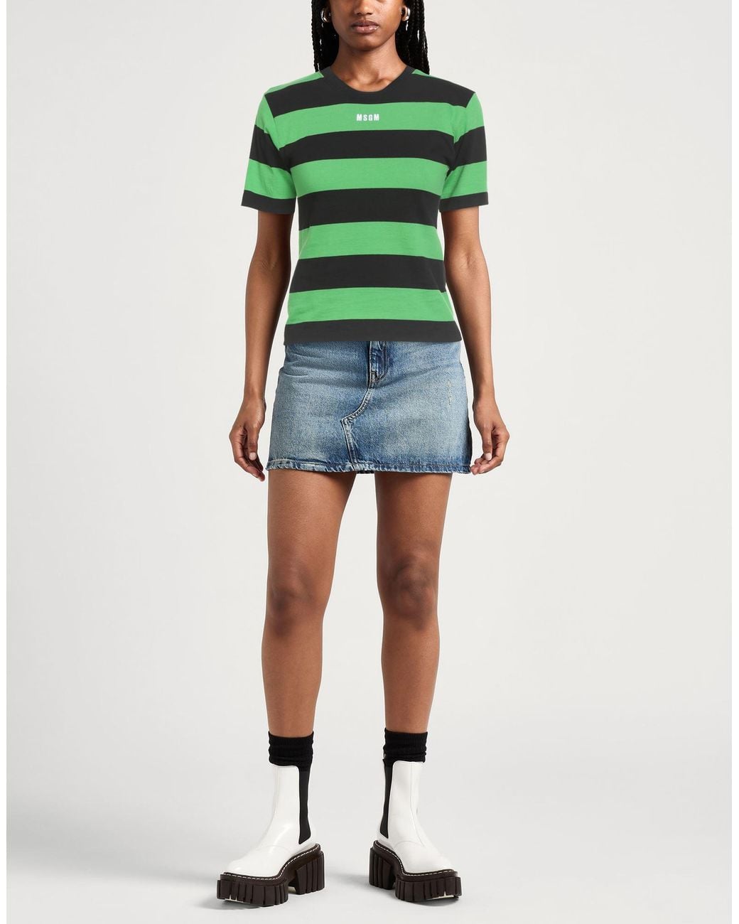 MSGM Green T-Shirt Cotton