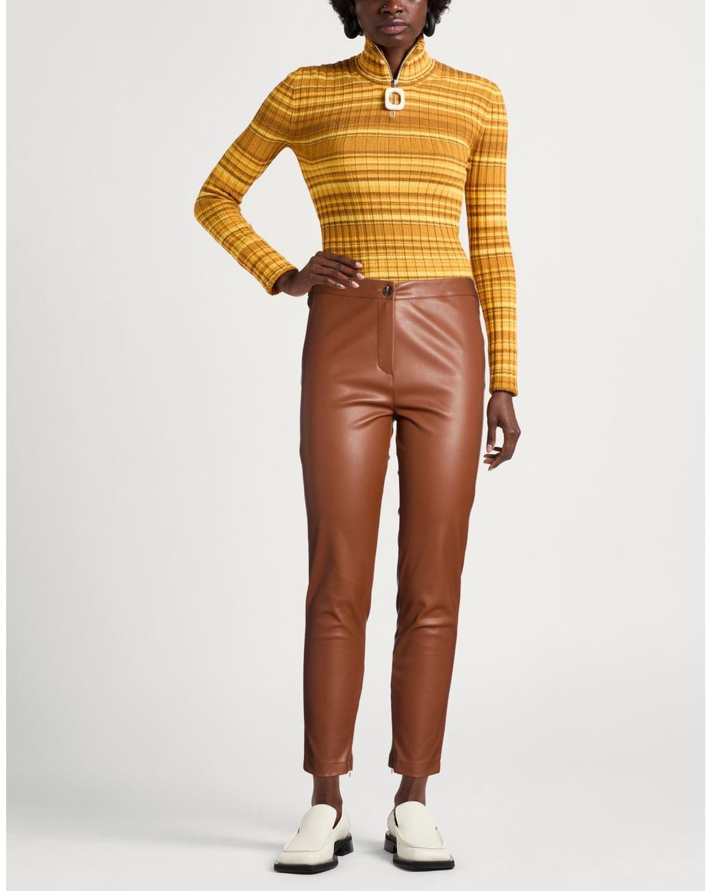 Kaos Brown Pants Polyurethane, Polyester