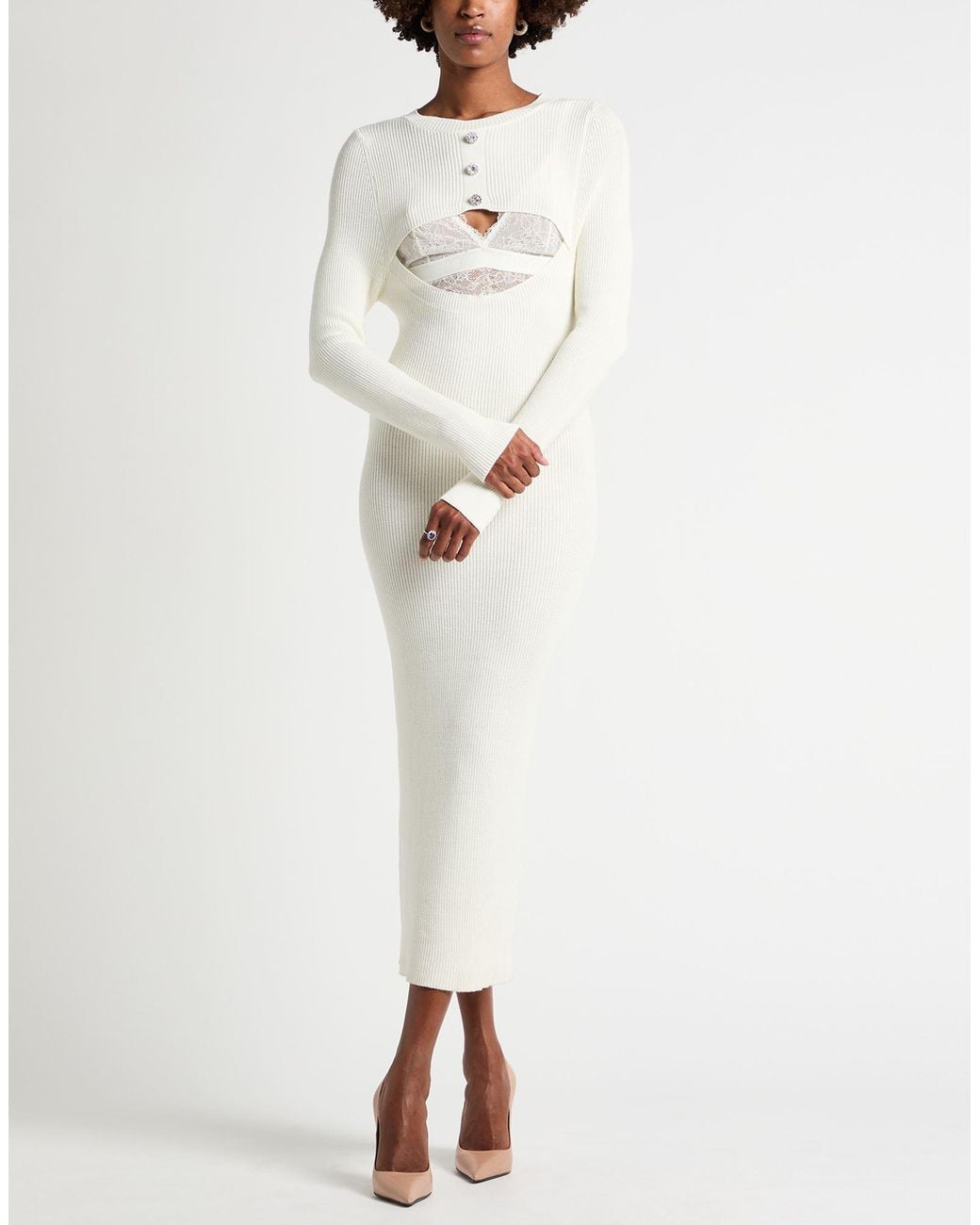 Kaos Natural Cream Maxi Dress Viscose, Polyester