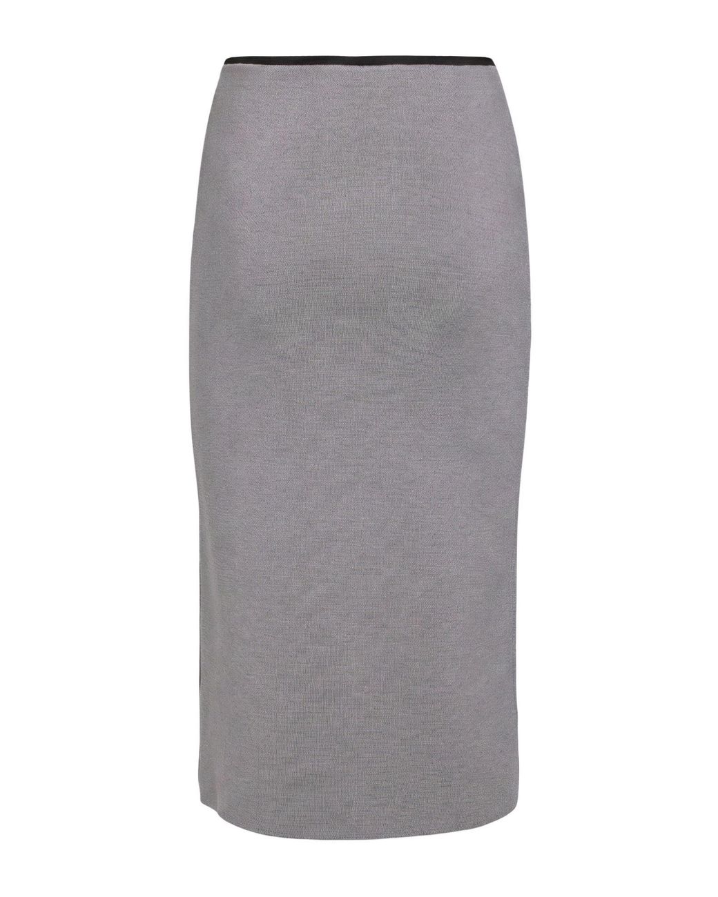 Roberto Collina Gray Midi Skirt Wool, Elastane