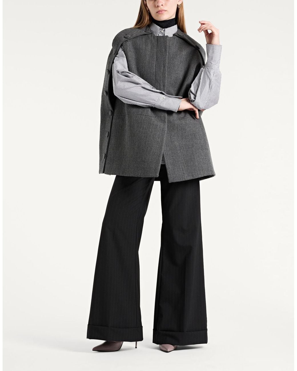 Jil Sander Gray Cape Virgin Wool, Polyamide