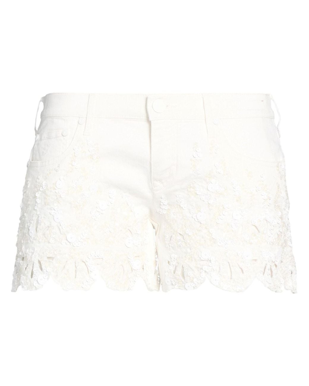 Jacob Cohen White Denim Shorts Cotton, Elastane