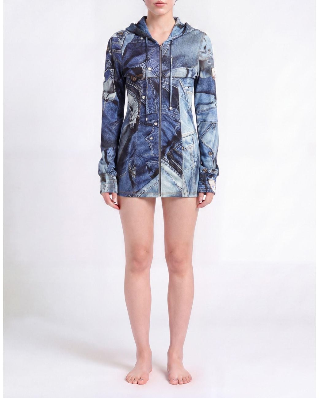 Moschino Blue Mini Dress Viscose, Elastane