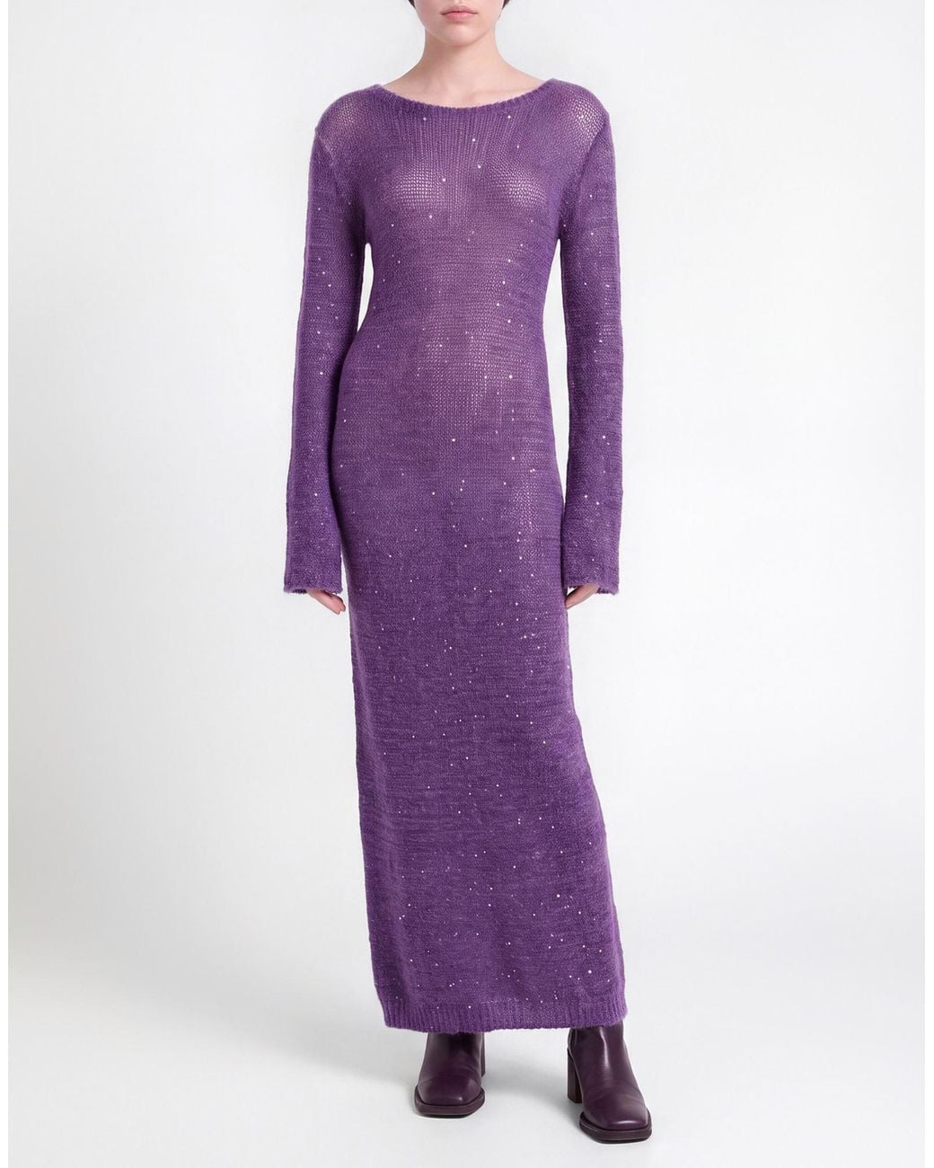 Roberto Collina Purple Maxi Dress Polyamide, Cashmere, Silk, Polyester