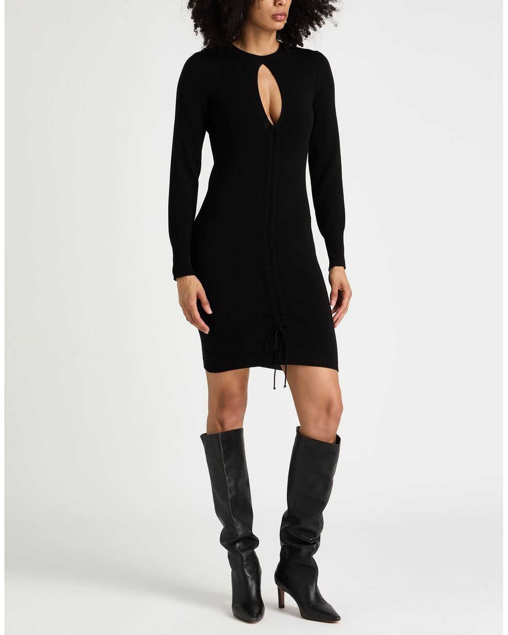 Akep Black Mini Dress Lyocell, Merino Wool, Elastane