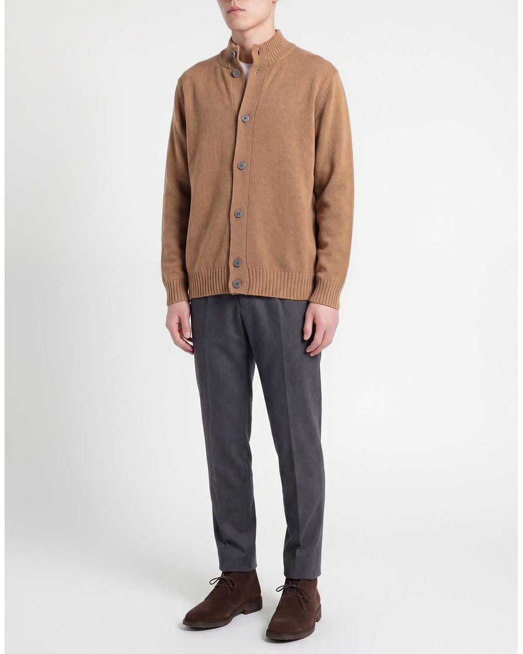 M.Q.J. Brown Camel Cardigan Wool, Polyamide for men
