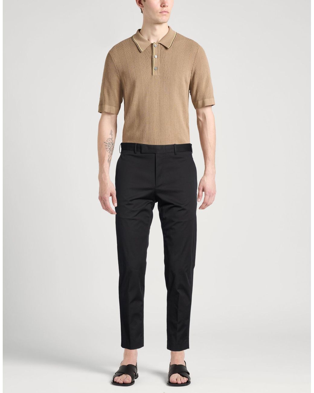 PT Torino Gray Pants Cotton, Elastane for men