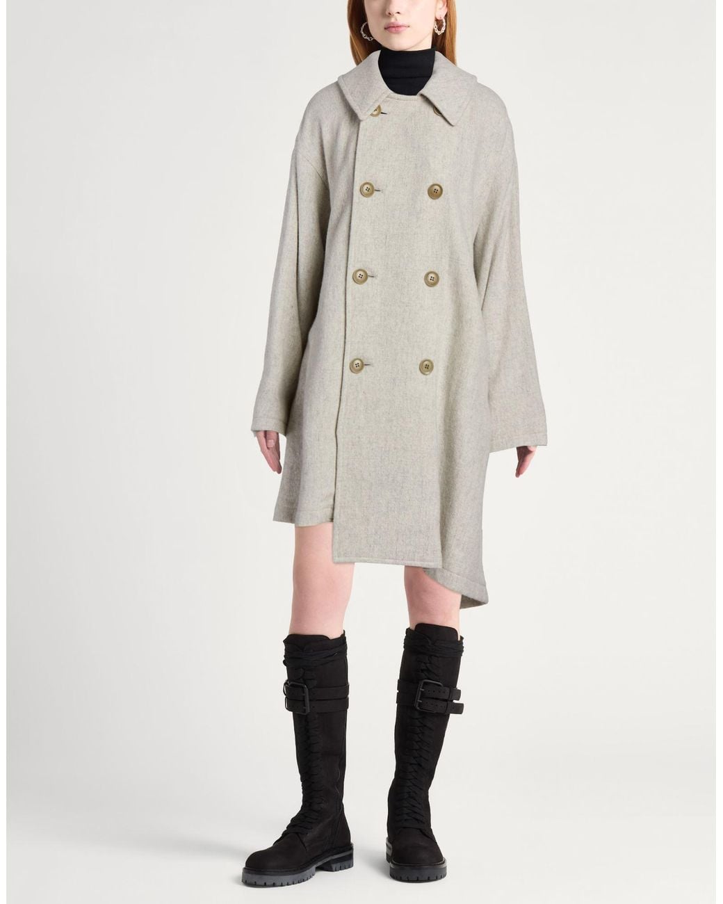 Y's Yohji Yamamoto Gray Light Coat Wool, Polyester, Acrylic, Nylon