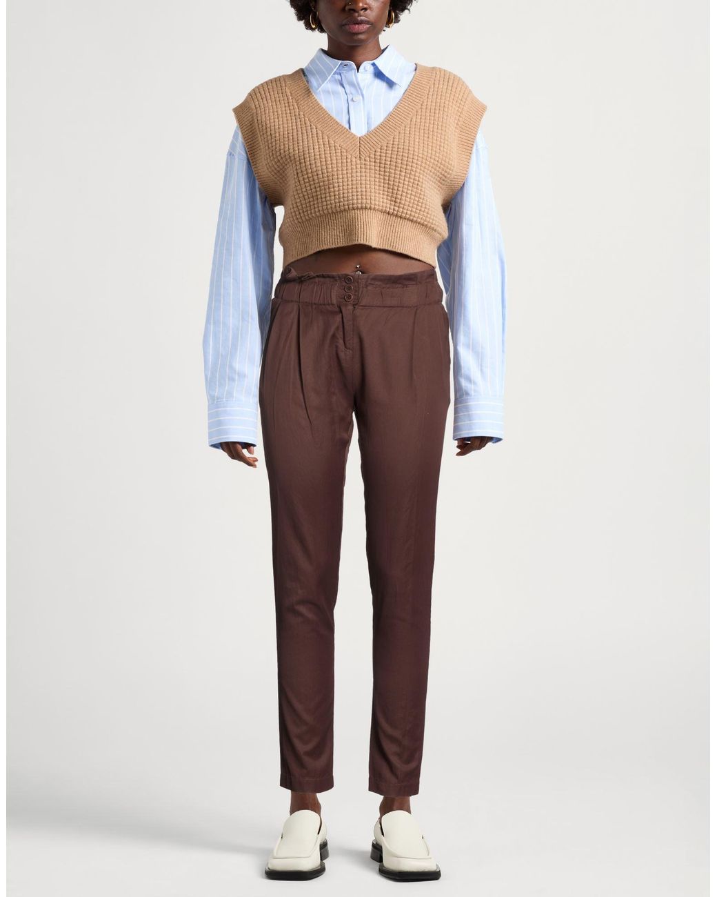 Suoli Brown Pants Viscose, Cotton
