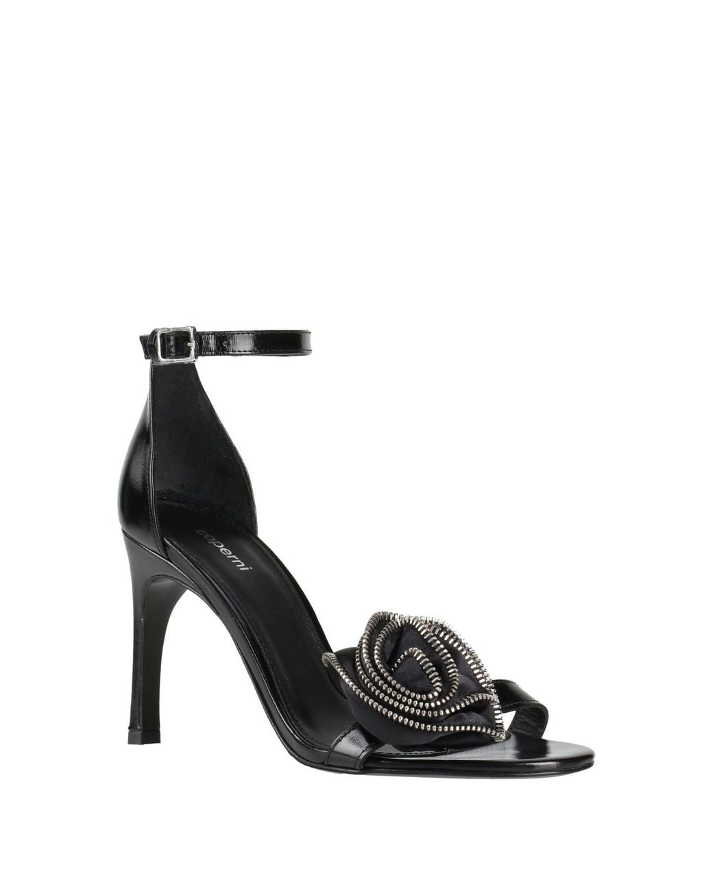 Coperni Black Floral Leather Stiletto Sandals