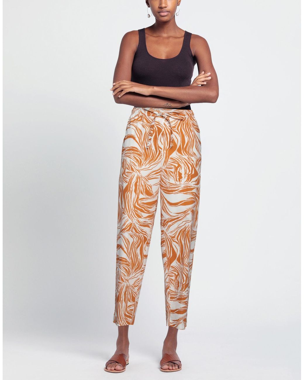 MEIMEIJ Brown Pants Cotton, Polyester