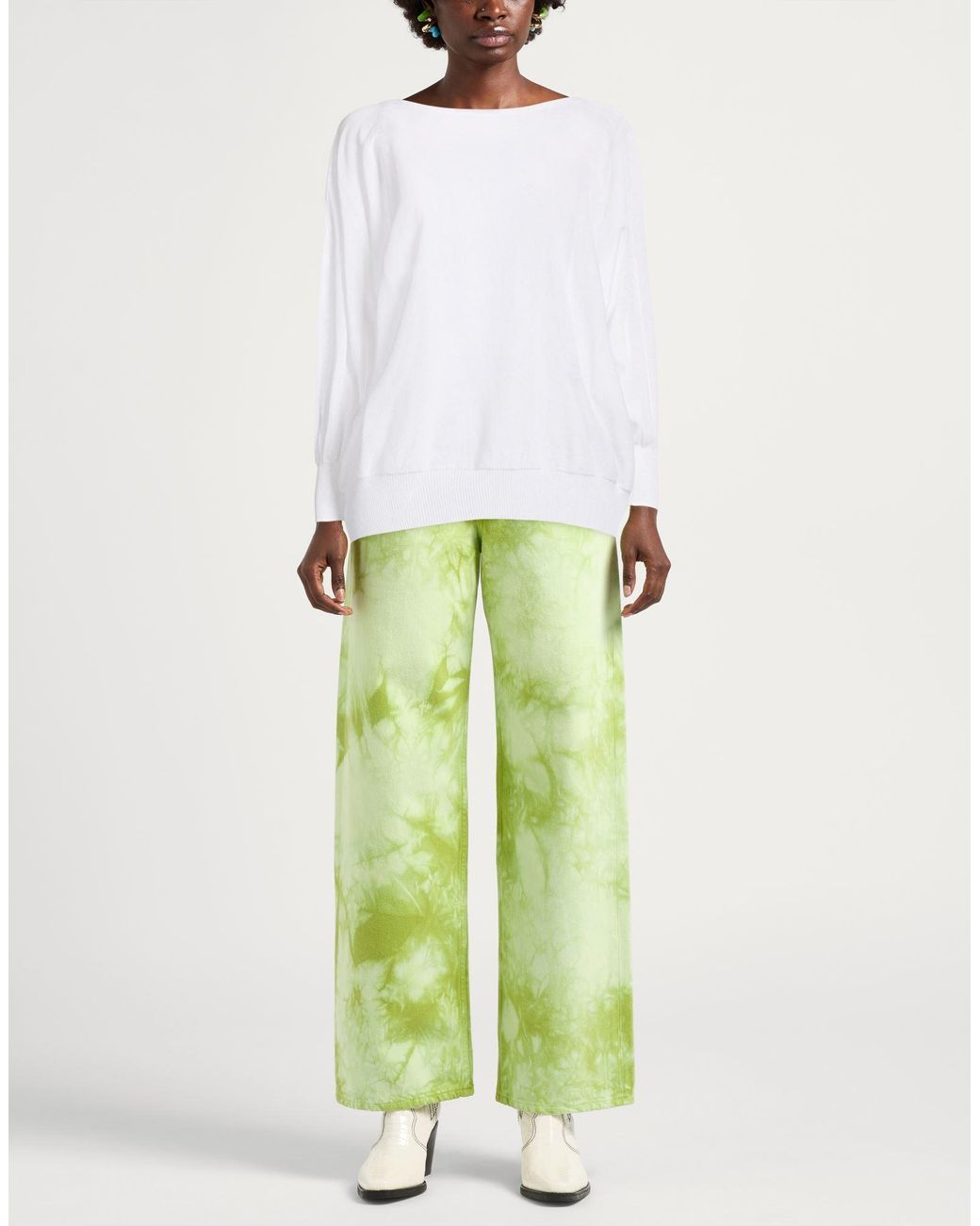 D.exterior White Sweater Cotton, Polyamide