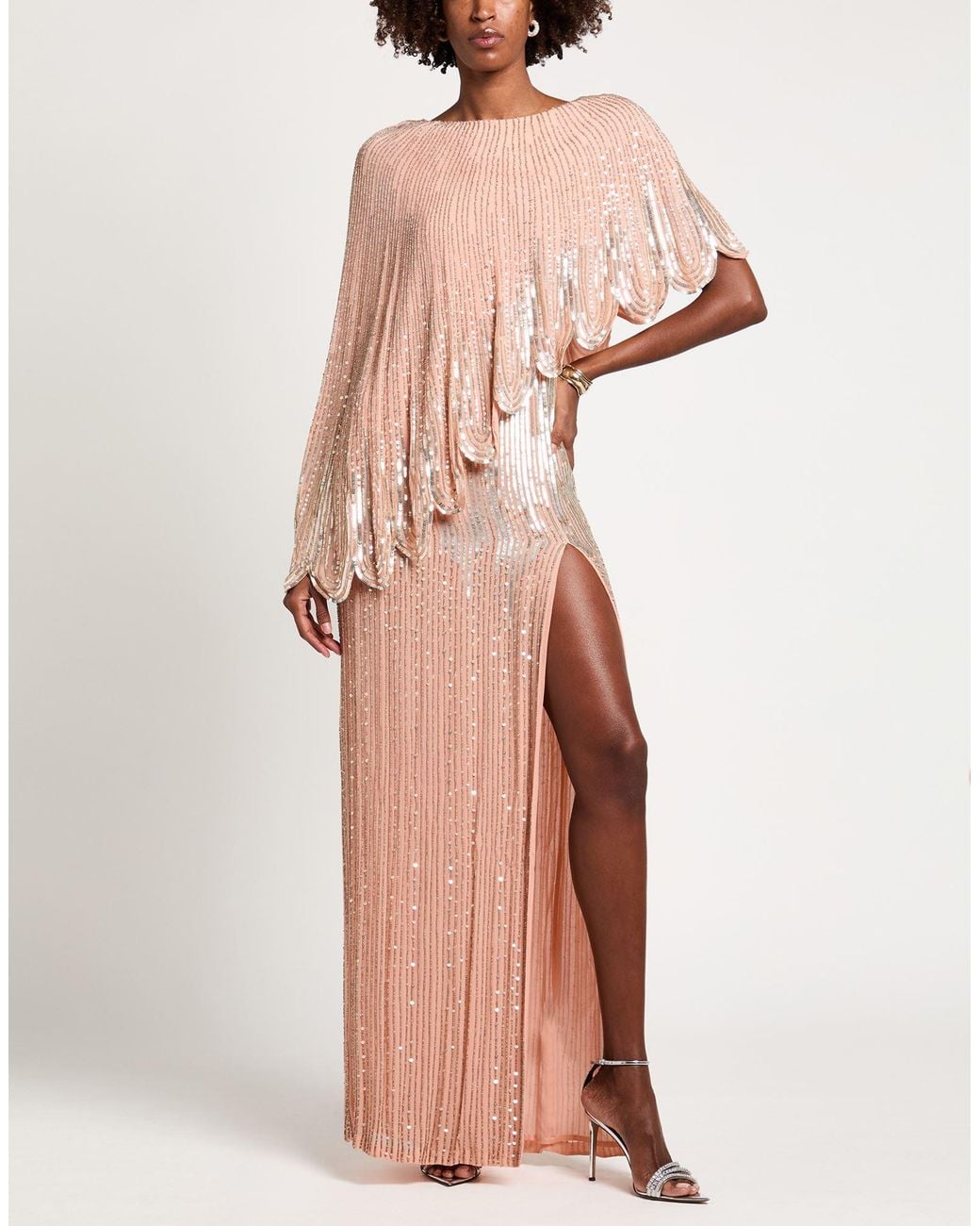 Elisabetta Franchi Pink Maxi Dress Viscose, Plastic, Glass