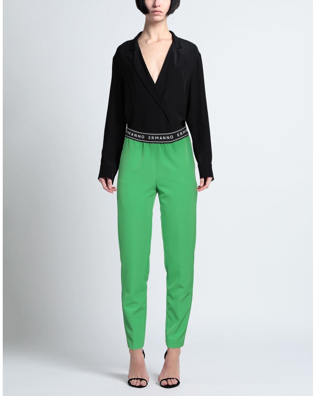 ERMANNO FIRENZE Yellow Pants Polyester, Elastane, Polyamide