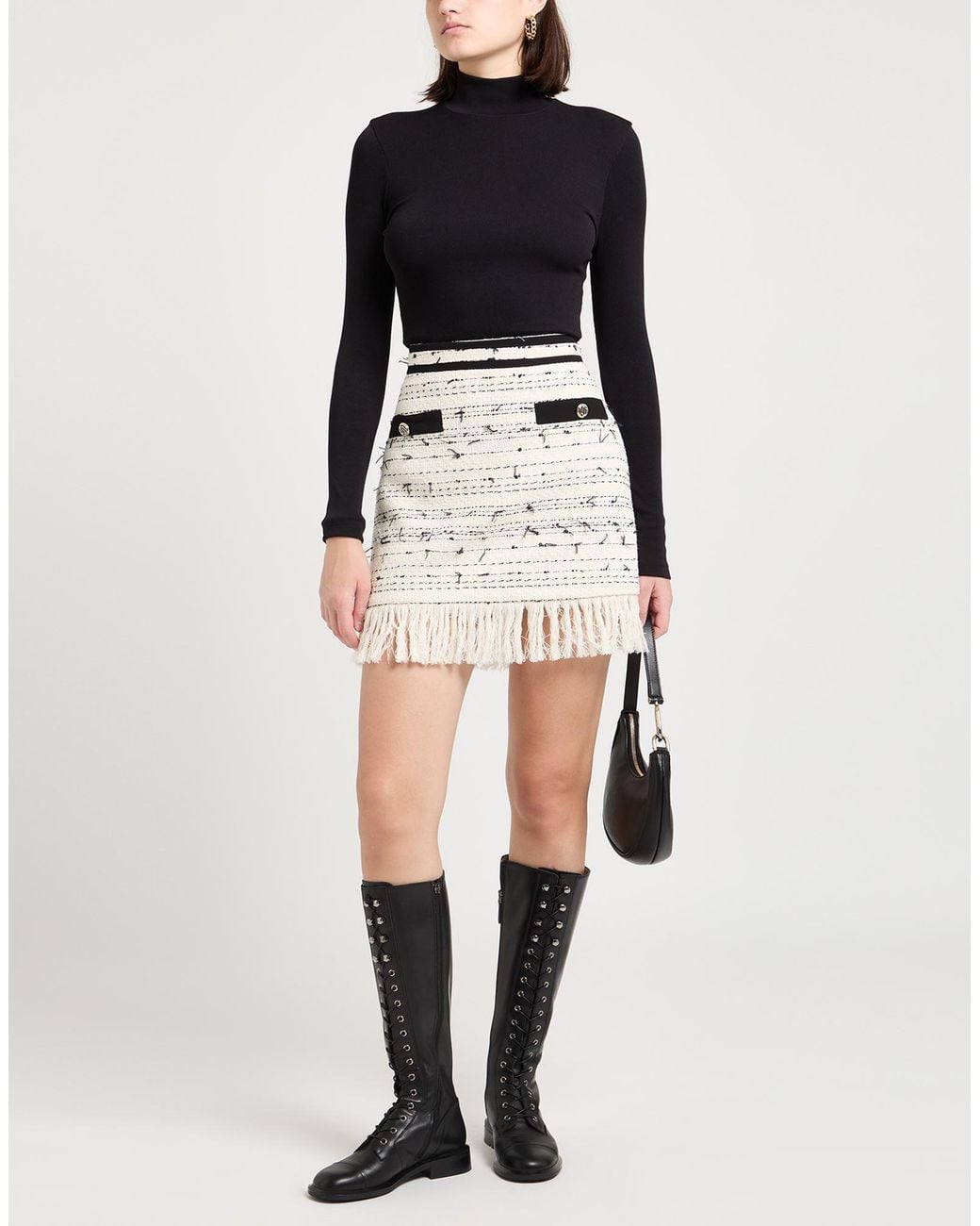 Liu Jo Natural Cream Mini Skirt Cotton