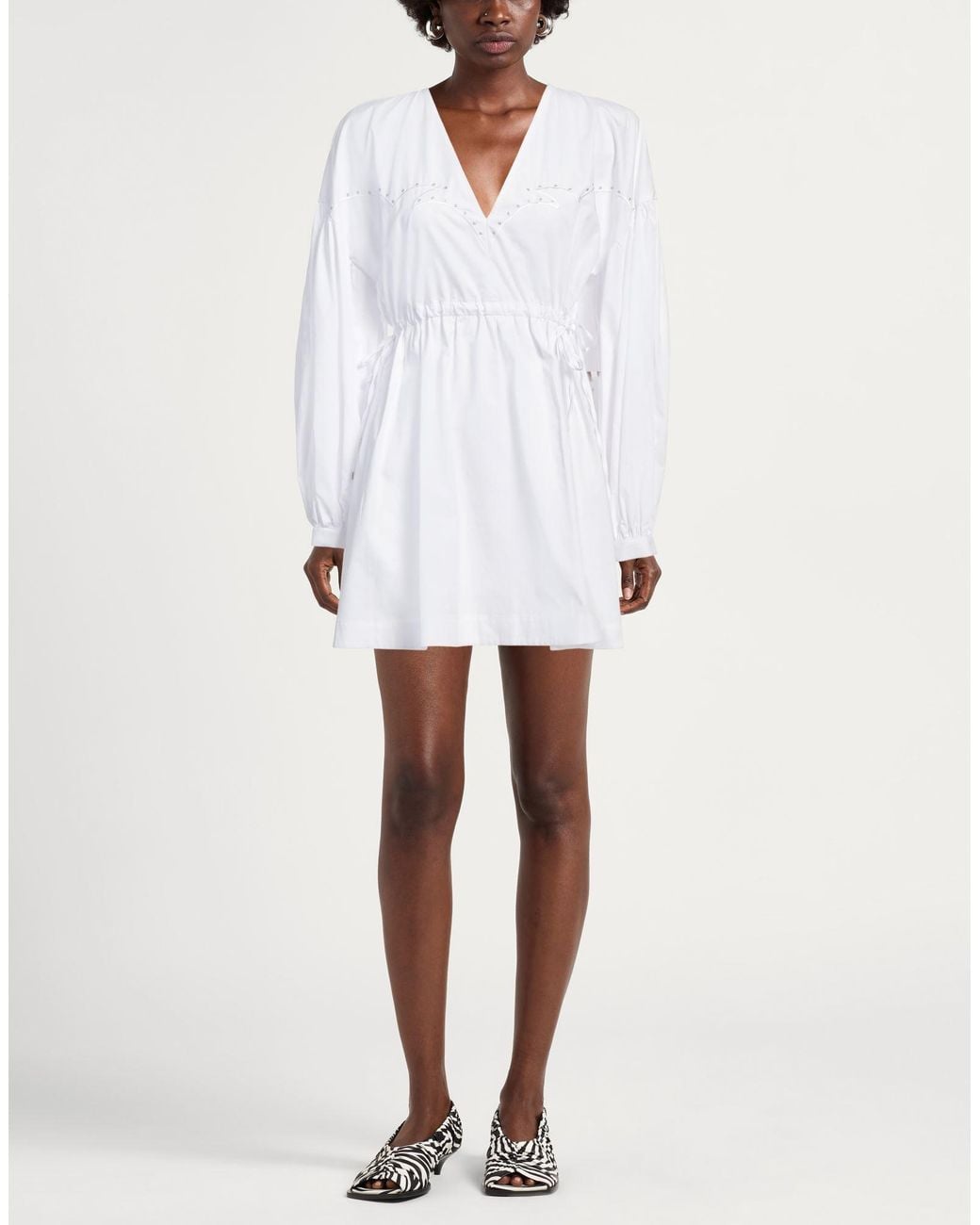 Pinko White Mini Dress Cotton, Brass