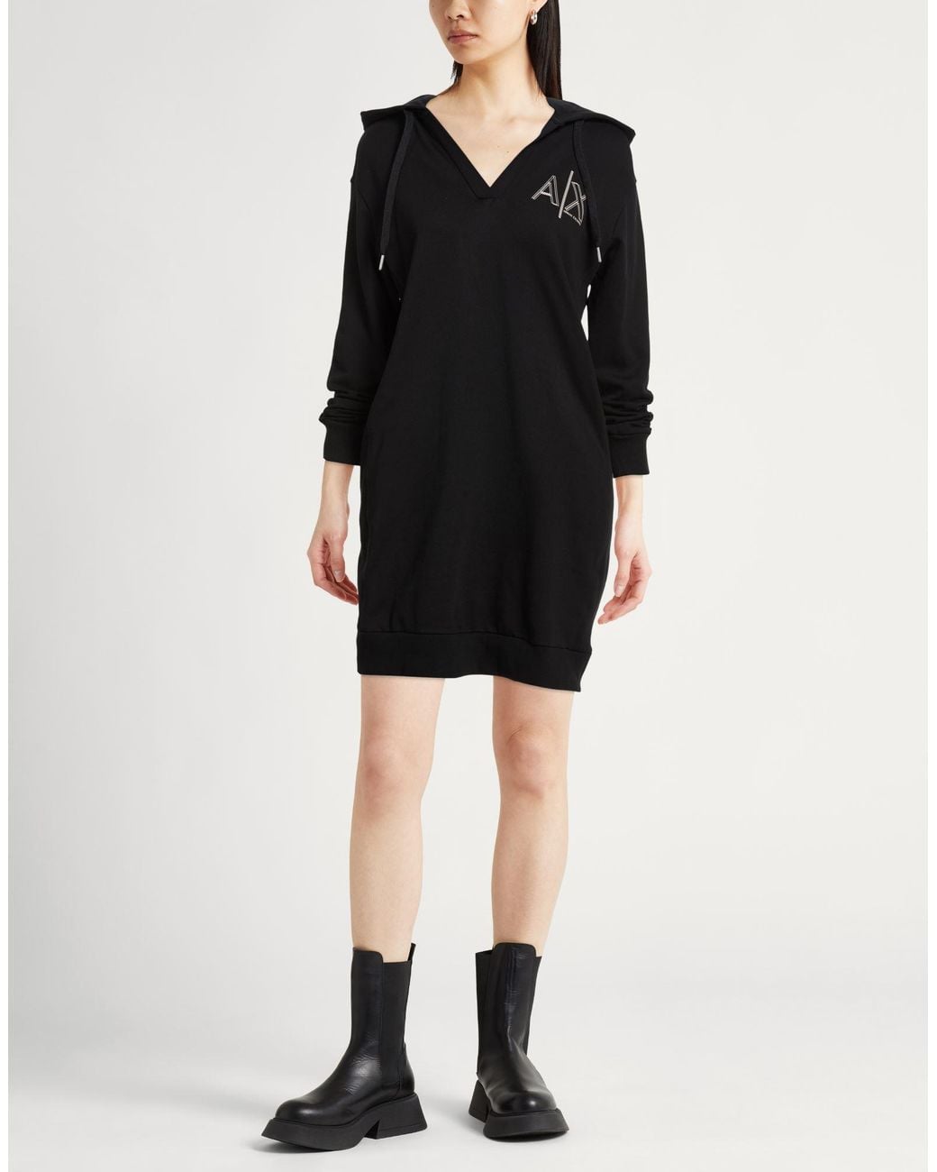ARMANI EXCHANGE Black Mini Dress Cotton, Polyester, Elastane