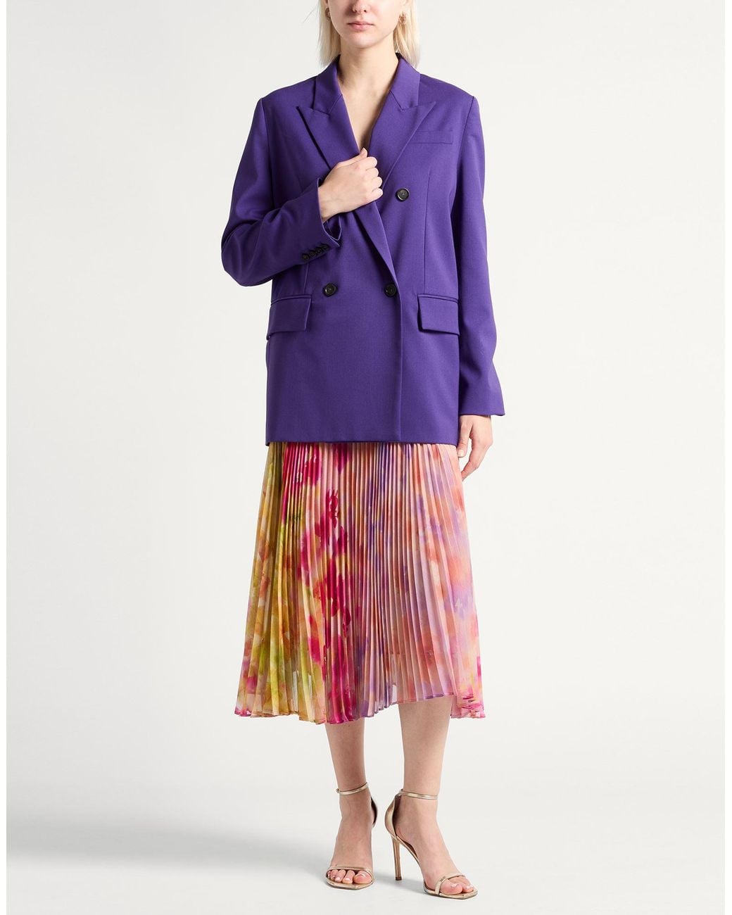 Erika Cavallini Semi Couture Purple Blazer Polyester, Virgin Wool, Elastane