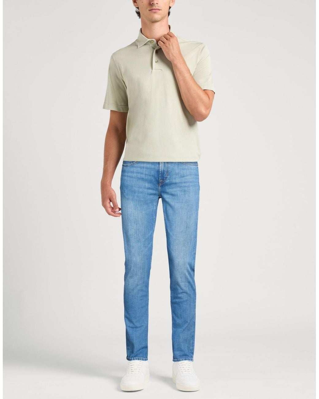 7 For All Mankind Blue Jeans Cotton, Elastomultiester, Elastane for men