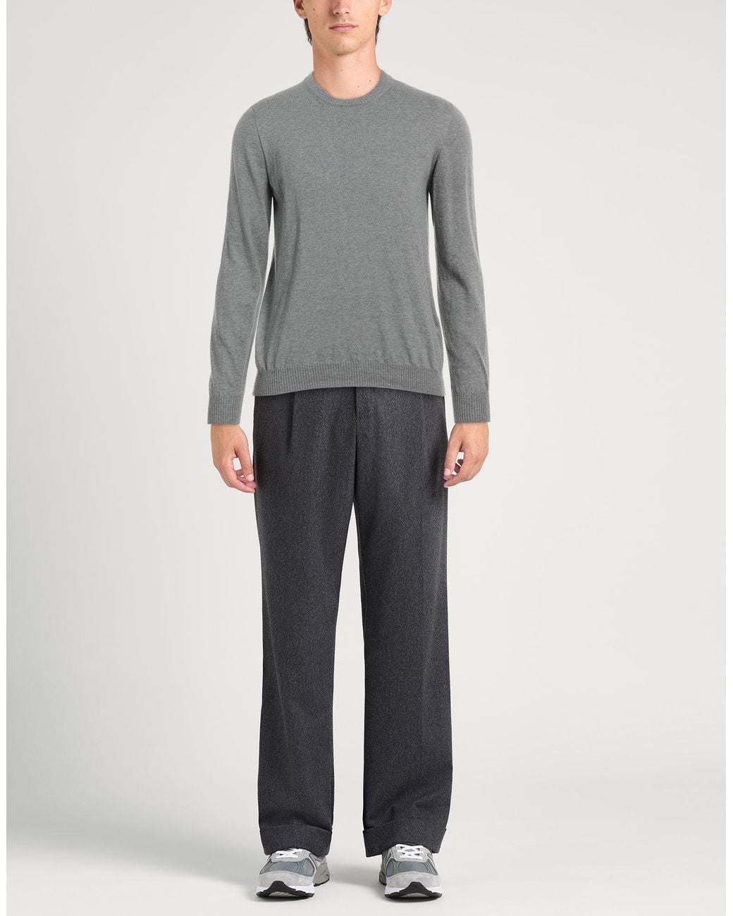 Alpha Studio Gray Sweater Cotton, Cashmere for men