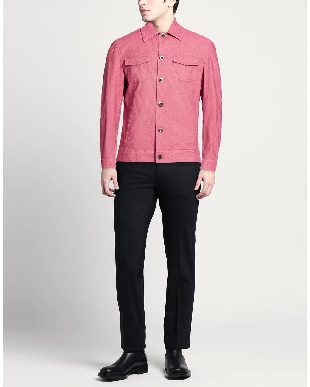 Montedoro Pink Antique Rose Denim Outerwear Cotton, Elastane for men