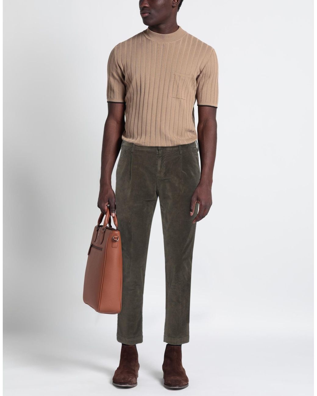 Entre Amis Gray Pants Cotton, Elastane for men