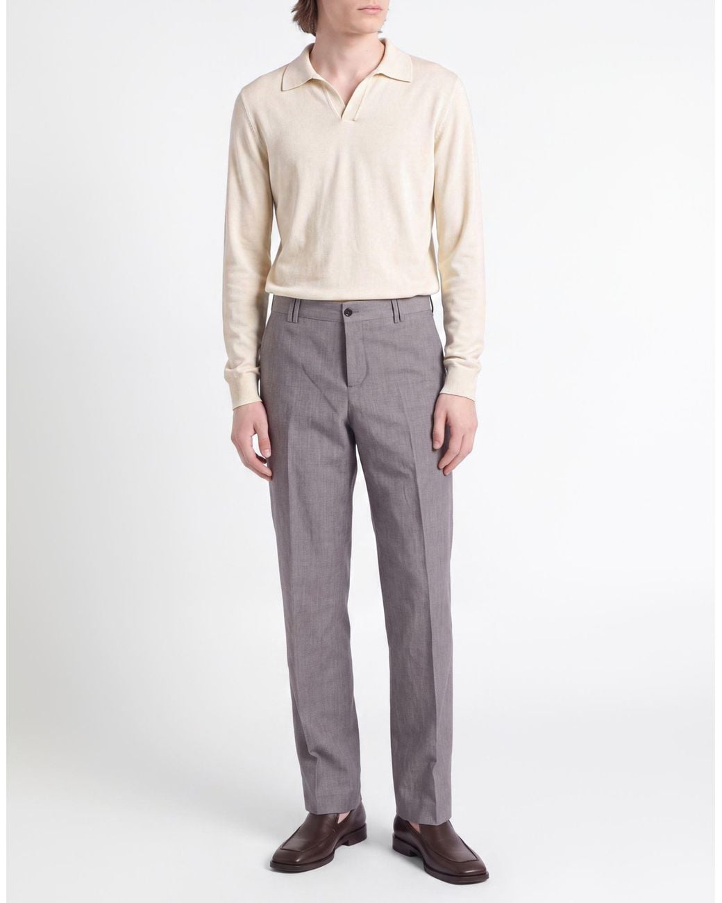 PT Torino Gray Pants Virgin Wool, Linen for men