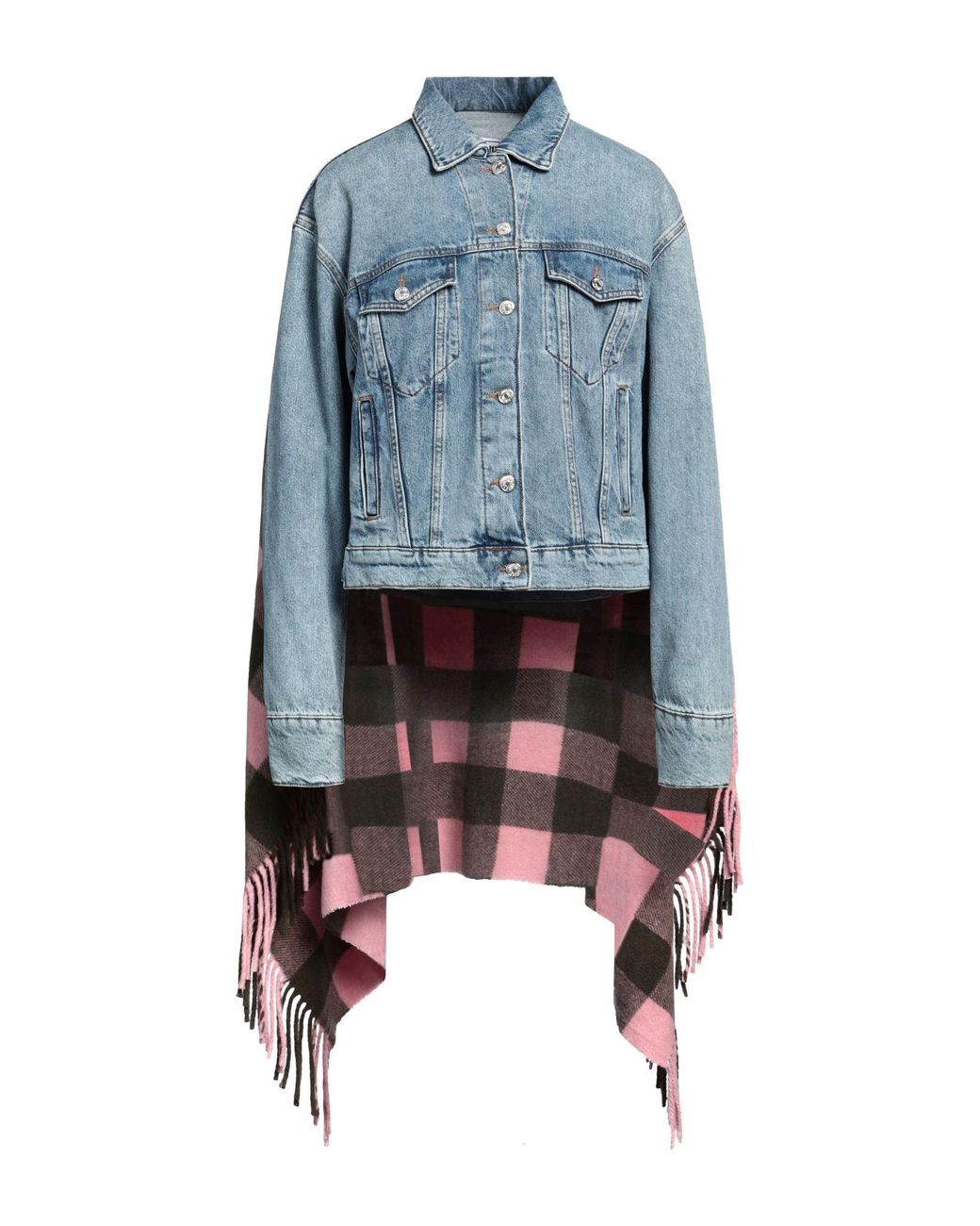 Moschino Blue Denim Outerwear Cotton, Virgin Wool, Polyester, Acrylic, Polyamide