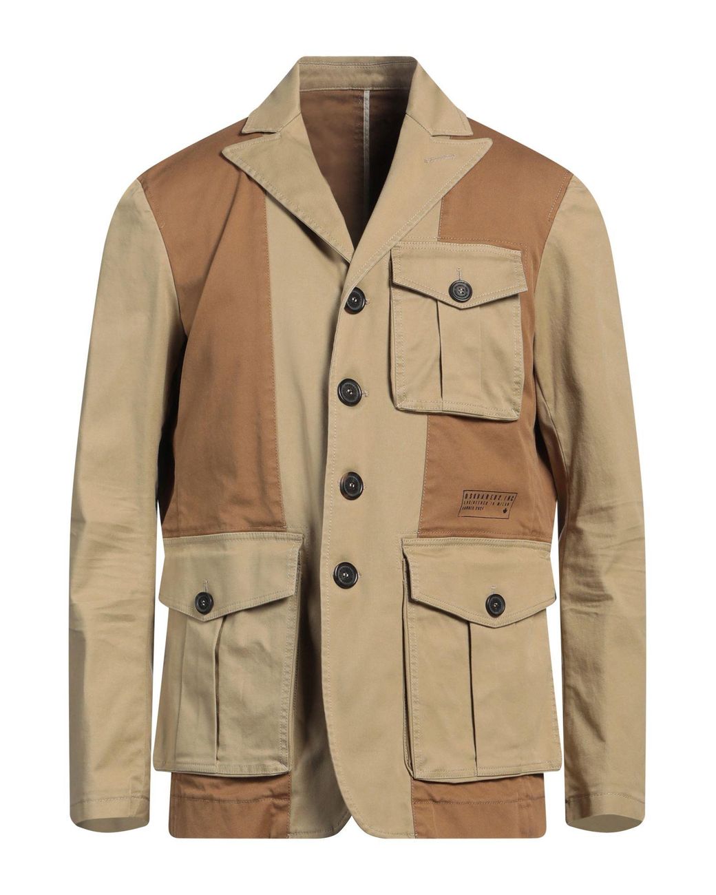 DSquared² Brown Camel Jacket Cotton, Elastane for men